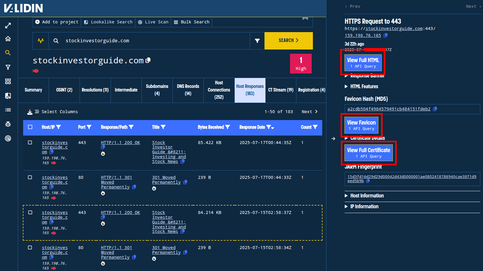 Figure 2. New options available in the host response and host connections slideouts. Figure 2. New options available in the host response and host connections slideouts.