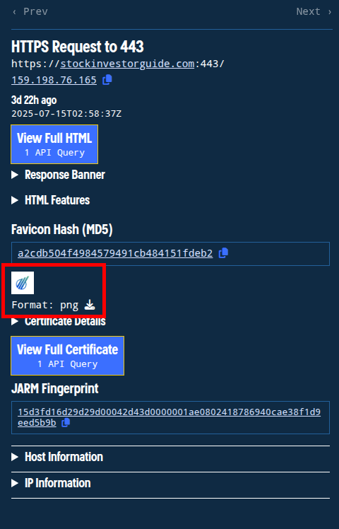 Figure 4. Favicon display and download option. Figure 4. Favicon display and download option.