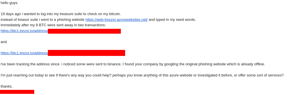 Request for help after successful phish Request for help after successful phish