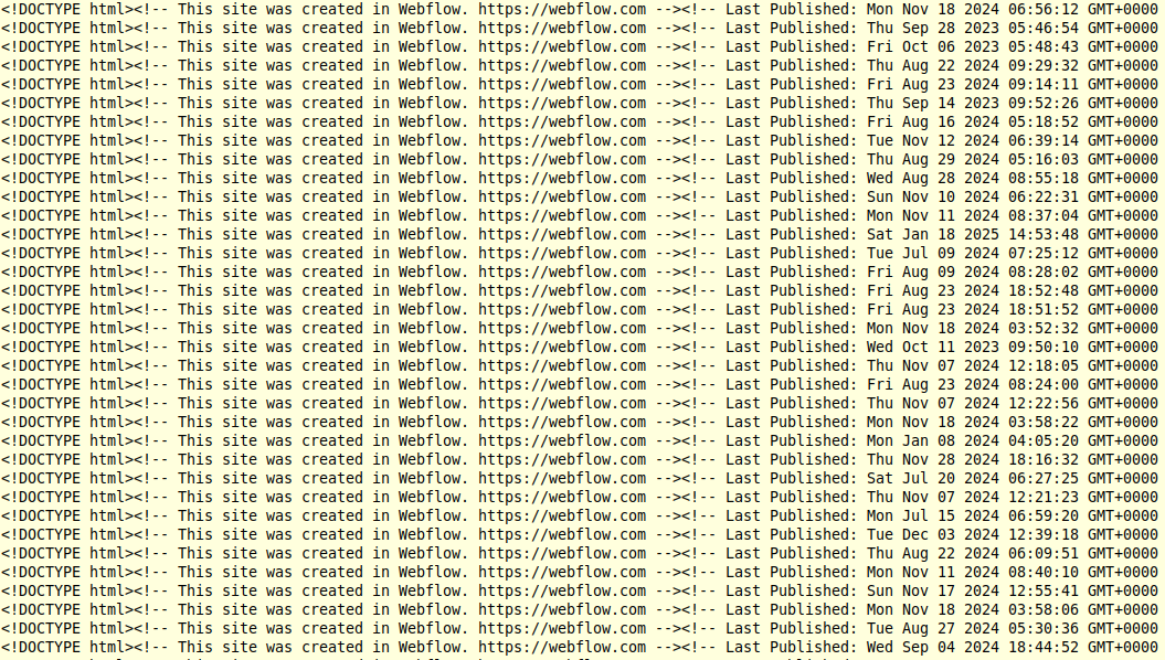 Webflow embeds publish timestamps into the HTML source code of published websites. Webflow embeds publish timestamps into the HTML source code of published websites.