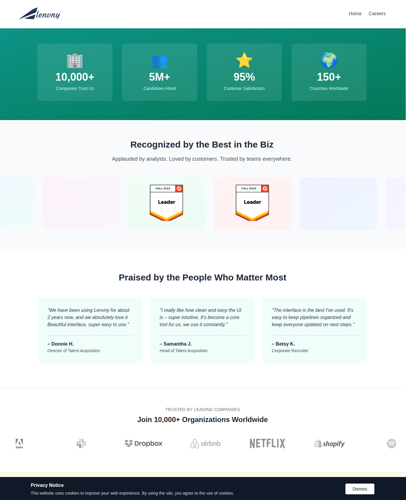 Figure 2. Social proof via badges, fake quotes, and well-known company logos to lend credibility to the ruse.