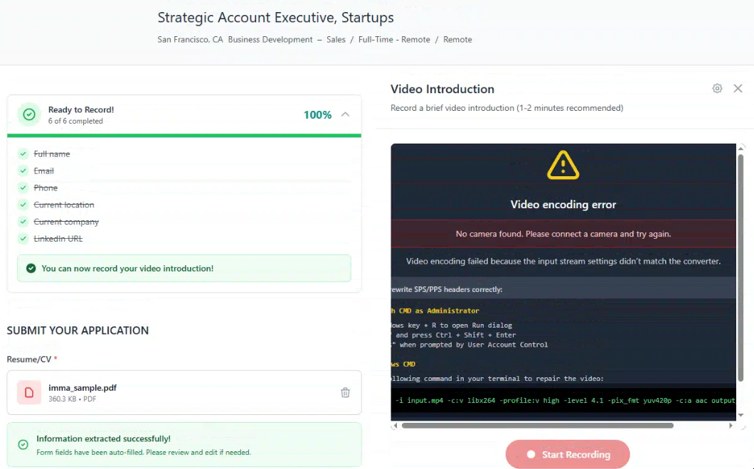 Figure 10. When you attempt to record your answer, an error dialog will appear with the clickfix message.