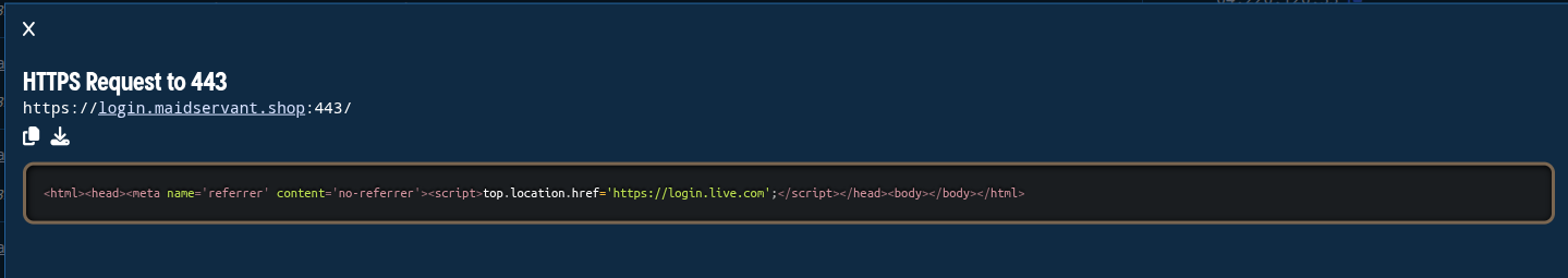 Figure 19. The HTML returned by login[.]maidservant[.]shop on November 6, 2024, as recorded by Validin.