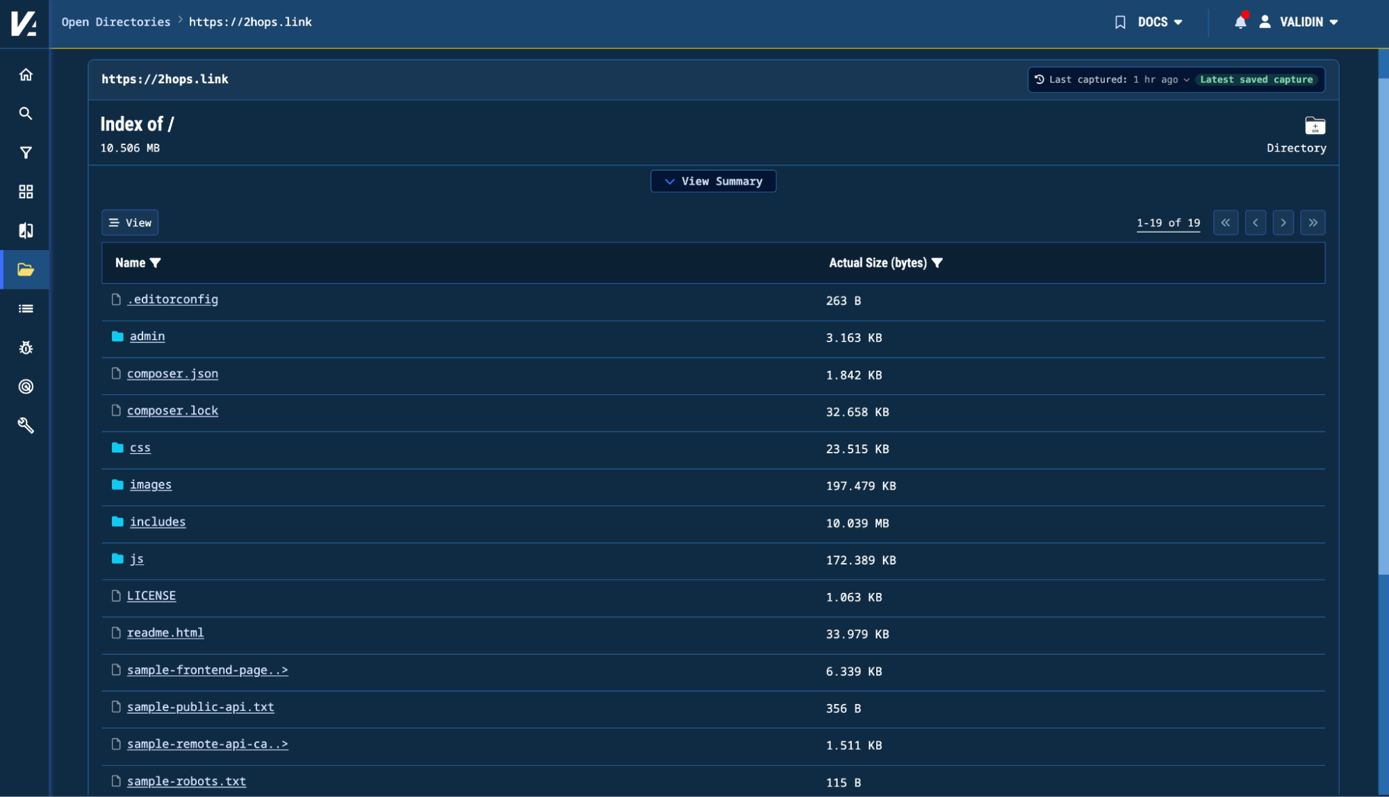 Figure 3. The Open Directories Explorer displaying an exposed directory on 2hops[.]link.