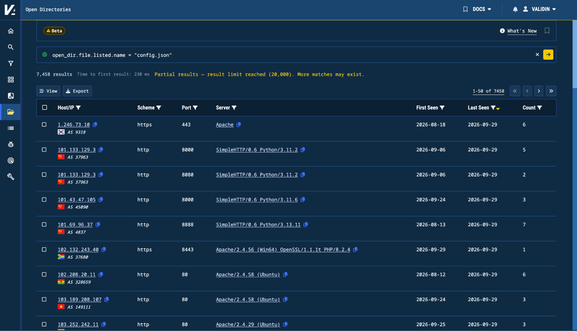 Figure 5. Searching for a listed filename: config.json. Figure 5. Searching for a listed filename: config.json.