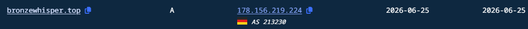 Figure 11. Domain A record in Validin Figure 11. Domain A record in Validin