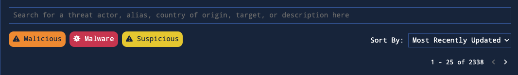 Search and pagination for Threat Profiles Search and pagination for Threat Profiles