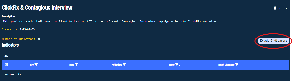 Figure 10. Adding Indicators to Project Menu Figure 10. Adding Indicators to Project Menu
