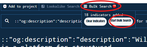 Figure 35. Adding indicators to Bulk Search Figure 35. Adding indicators to Bulk Search
