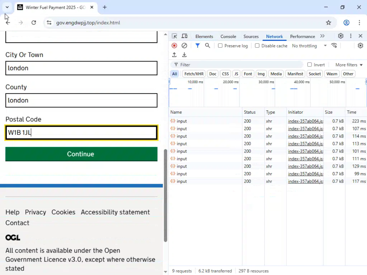 Figure 13. AJAX requests sent each time form fields were completed. Figure 13. AJAX requests sent each time form fields were completed.