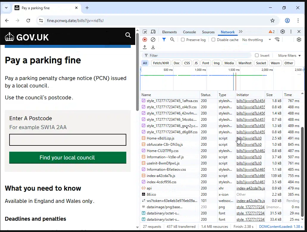 Figure 7. Network logs on the site show /api call, /ws connection, and resources loaded. Figure 7. Network logs on the site show /api call, /ws connection, and resources loaded.