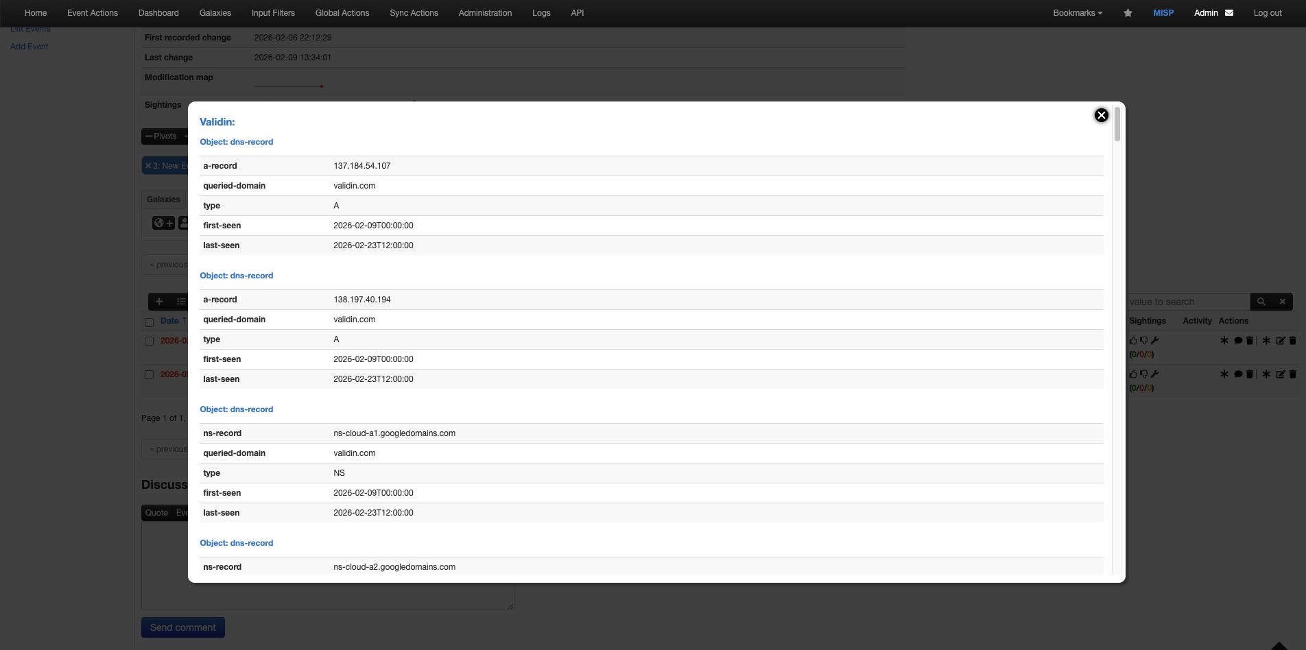 Figure 2. An example of a hover pop-up for validin.com.