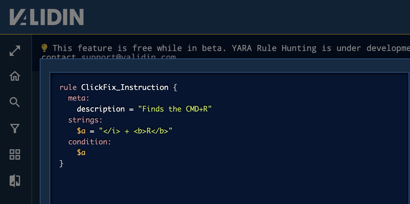 Figure 7. YARA rule targeting ClickFix Instructions Figure 7. YARA rule targeting ClickFix Instructions