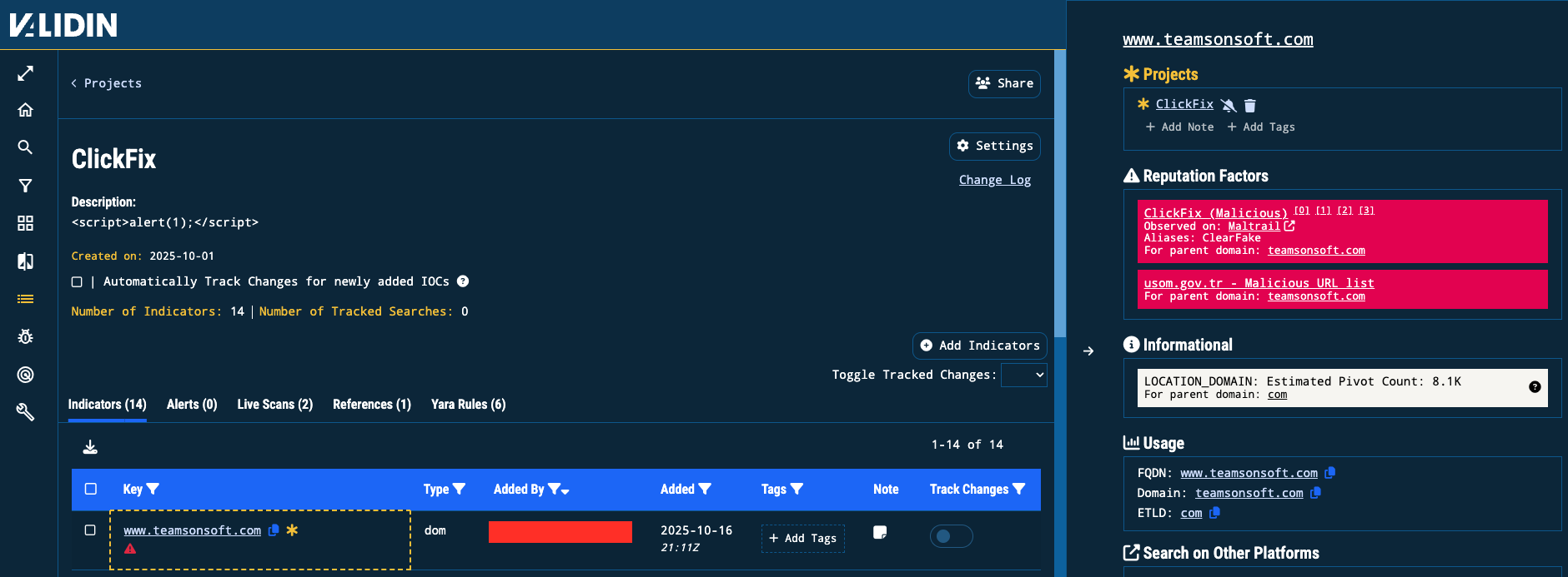 Figure 6. Virtual host details in the Projects space Figure 6. Virtual host details in the Projects space